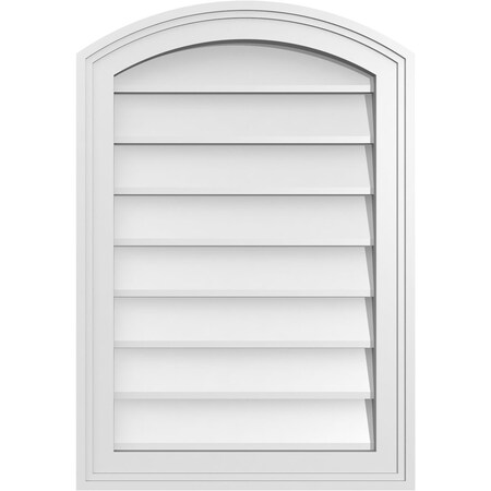 Ekena Millwork Arch Top Surface Mount PVC Gable Vent: Functional, w/ 2"W x 1-1/2"P Brickmould Frame, 18"W x 26"H GVPAR18X2602SF